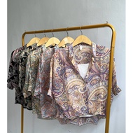 PUTIH Women's WHITE FREE INNER BATIK CHIFFON BLOUSE|Batik Top|2in1 BLOUSE |Top SET