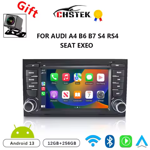 CHSTEK Car Radio Android 13 Carplay For Audi A4 B6 B7 S4 RS4 8E Seat Exeo 2002-2012 256G Bluetooth W
