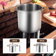Deep Fryer Pot 304 Stainless Steel Deep Oil Fryer with Basket Wooden Handle 4000ml Large Capacity De
