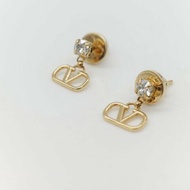 Valentino 范倫鐵諾 方糖水鑽 耳釘 耳環