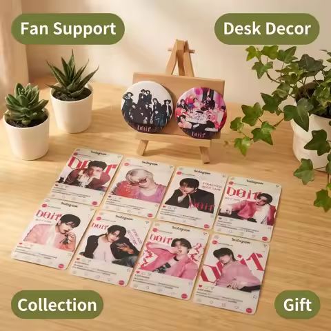 Hot K-pop DO IT Theme Clear Card+Badge Fan Merch Bundle Holder Desk Decor Accessories DIY Bag Decora