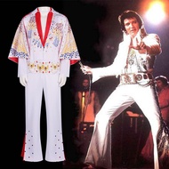 Rock Singer White Elvis costume cosplay Costume Outdoor Party Performance Ball cosplay Costume