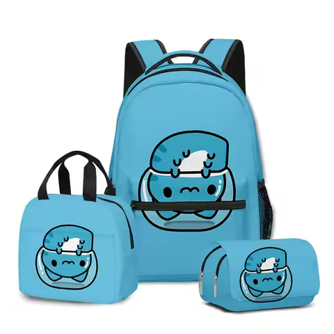 Classic Novelty Harajuku Cool Bugcat Capoo 3D Printed 3pcs/Set Student School Bags Laptop Daypack Ba