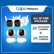 【Tapo CCTV Bundle】4 Cameras (2 Indoor C210 + 2 Outdoor C310) Smart Home Security AI Detection