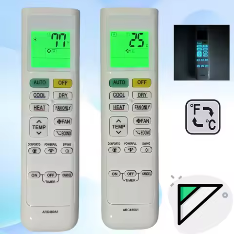 AC Remote Control With Backlight ARC480A1, ARC480A6, ARC480A8 For Daikin Air Conditioner FTX09NMVJU,