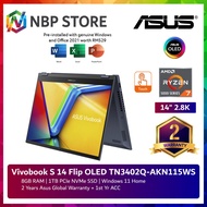 Asus Vivobook S 14 Flip OLED TN3402Q-AKN115WS 14'' 2.8K Touch 2-In-1 Laptop (Ryzen 7 5800H, 8GB, 1TB