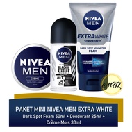 Paket Lengkap Nivea Men - 3 Pcs (Anti Dark Spot Foam 50ml + Deodorant 25ml + Creme 30ml) / Paket Ski