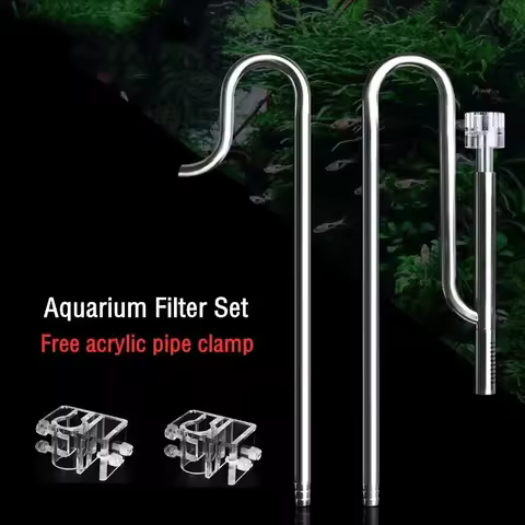 Aquarium Lily Pipe Inflow and Outflow with Surface Skimmer Aquarium Filter Stainless Steel External