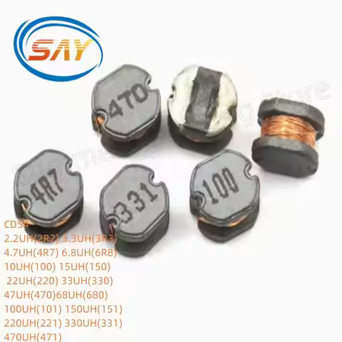 20PCS CD54 Power Inductor 2.2/3.3/4.7/6.8/10/15/22/47/100/150/220/330/470UH SMD Inductance Copper Co