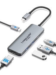 Lemorele TC51 5in1 8k 3 USB-C multi-port hub plug and play no driver required compatible with MacBoo