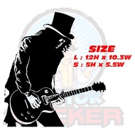 STICKER GUITAR GUNS N ROSES SLASH MYVI PROTON HONDA PERODUA  LORI DESIGN size all in inci