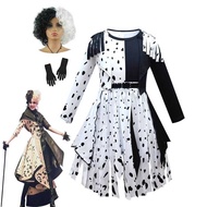 Disney Halloween Children Cruella Cruella Witch Cruella Show cos Costume Girls Fringed Skirt Fashion