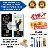 LCD COMPATIBLE FOR OG SUPER lTEL A49 / A661LRU / A58 PRO 4G-A661L TECNO SPARK 8-KG6K FULLSET GLUE + 