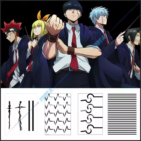 Mashle: Magic and Muscles Cosplay Tattoo Stickers Rayne Ames Mash Lance Dot Finn House Adler Lang Ac