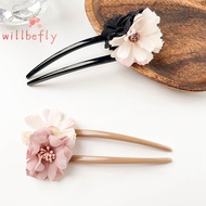 [WillBeRedS] Vintage Hair Sticks U-shaped Hairpins Chinese Style Hanfu Hair Accessories Temperament Flower Hair Forks Girls Hair Accessories [NEW]