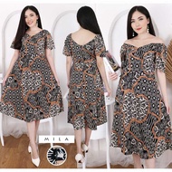 Serba Sundries Mila Dress Batik Women Sabrina Dress Women Modern Batik PestaMila Dress Batik Women Sabrina Dress Women Modern Batik Party Dress