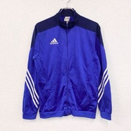古著adidas運動外套/球衣，藍色，L碼，帶刺繡logo