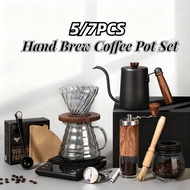 5/7 PCS Hand Brew Coffee Pot Set Hand Grinder Coffee Maker Perfect Gift For DIY Manual Coffee Lovers
