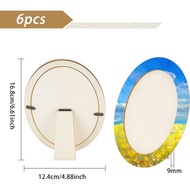 FINGERINSPIRE 6pcs 168x124mm/6.6x5inch DIY Wood Photo Frame Kit Wooden Oval Photo Display Frame Stan