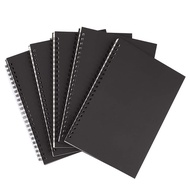 5Pcs A5 Black Spiral Notebook Blank Sketchbook Unruled Journal Pack Thick Blank Paper 50 Sheet 100 U