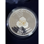 Silver Coin 2021 Malaysia Perkeso Socso 50th Anniversary Ringgit RM10 Commemorative Silver Proof Coi