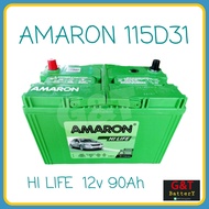 AMARON HI LIFE 115D31 แบตเตอรี่รถยนต์​ 90Ah แบตแห้ง แบตกระบะ แบตSUV , MPV แบตเตอรี่ พร้อมใช้ อมารอน