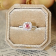 【晨曦花語】18K 經典圍鑲粉鑽光環戒指 粉紅鑽 粉鑽戒指