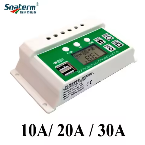 Solar Charge Controller 12V24V Auto. 30A20A10A Charger Current for PV Panels 100W 200W 300W 400W 500