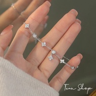 Women's SILVER bracelet with lucky four-leaf clover stone TUNA SILVER, SILVER bracelet with 5 cute m