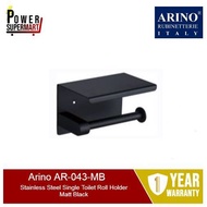 Arino AR-043-MB | Stainless Steel Single Toilet Roll Holder | Matt Black | 1 Year Warranty