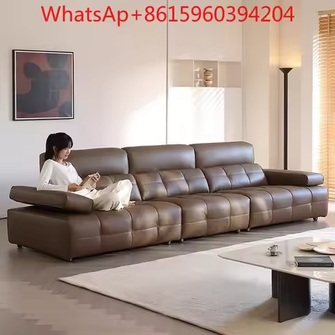 Lawrence high backrest semi-green full green first-layer cowhide sofa Foshan high-end functional arm
