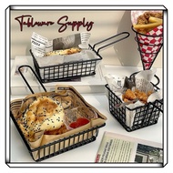 (TablewareSupply)Black French Fries Snack Food Basket Chicken Nuggets Basket Fries Paper Wax Paper S