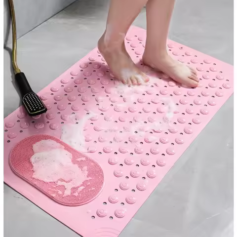 New Household Bathroom Suction Cup Anti Slip Massage Pad Exfoliating Lazy Rubbing Foot Pad