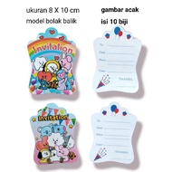 Happy birthday invitation card, reversible model, contains 10 sheets of bt21 bt 21 characters