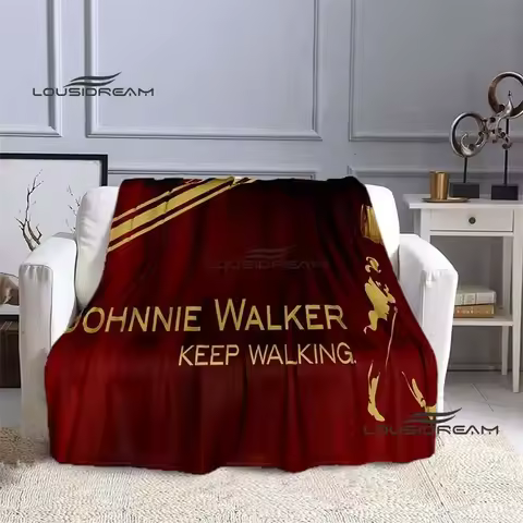 Johnnie Walker Whisky Blanket Fashion 3D Printing Flannel Throw Blanket Birthday Christmas Gift Bedr