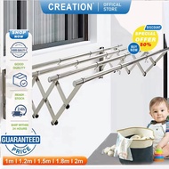 【CREATION】3/4/5 Bar Drying Rack Retractable Foldable Drying Rack Sampayan Wall Mounted Stainless Clo