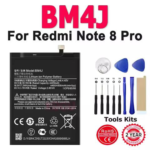 BM4J For Xiaomi Redmi Note 8 Pro 4500mAh BM4J Battery Note8 Pro Genuine Replacement Phone Battery Fr
