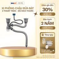 AZ-04 2-hole Sink Siphon Pipe Set, 304 Stainless Steel, Anti-Odor, Sediment Filter & RO Drainage