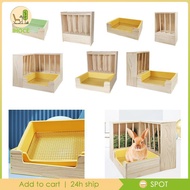 [Ihoce] 2 in 1 Wooden Hay Feeder Box,Guinea Pig Hay Holder Rack Toilet, Hay Feeder with