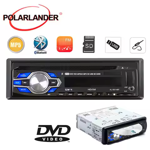 New 1 Din Car Radio DVD VCD CD Player Bluetooth 12V Audio DVD Autoradio Stereo MP3 Player SD/USB/AUX