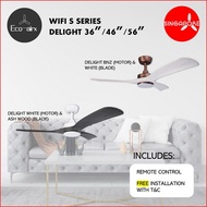 Eco-Airx WIFi S Series Delight 36" 46" 56" DC Motor Series Ceiling Fan Remote &amp; 3-tone LED light With Installation