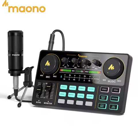 MAONO Bundle Audio Interface Condenser Microphone Set Podcast Equipment All-in-One Podcast Productio
