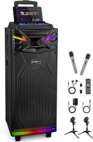 GTSK210-1 Dual 10-inch DSP Bluetooth Karaoke Machine with 2 Wireless Microphones for Adults, PA Syst