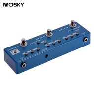 MOSKY RD5 5-in-1 กีตาร์ Multi-Effects Pedal REVERB + DELAY + BOOS-Ter + overdrive + บัฟเฟอร์เปลือกโลหะ True BYPASS