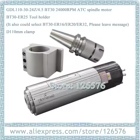 GDL110-30-24Z/4.5 ATC Automatic water cooled spindle Motor 4.5Kw BT30 24000RPM + BT30-ER25 Tool hold