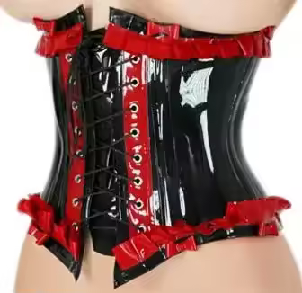 Latex Rubber Waist Clip Shaperwear Cincher Body Shaper Corset Red Size XXS-XXL
