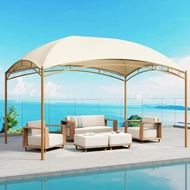 10'x13' Outdoor Gazebo,waterproof Arc Patio Gazebo With Permanent Galvanized Iron Pipe Frame,uv Prot
