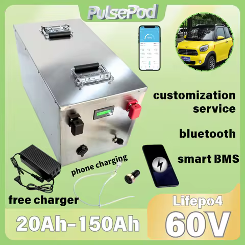 PP-100Ah 60V 60Ah 80Ah 30Ah 60V 40Ah 150Ah 120Ah lifepo4 Lithium battery pack with Bluetooth APP BMS