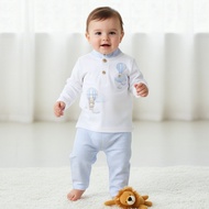 Babyshop Giggles Cotton Mandarin Collar Long Sleeve Pyjama Set With Print