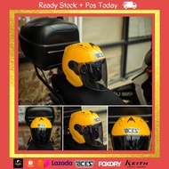 ACES PREMIUM R2 YELLOW WITH VISOR SMOKE ( OPEN FACE HELMET )